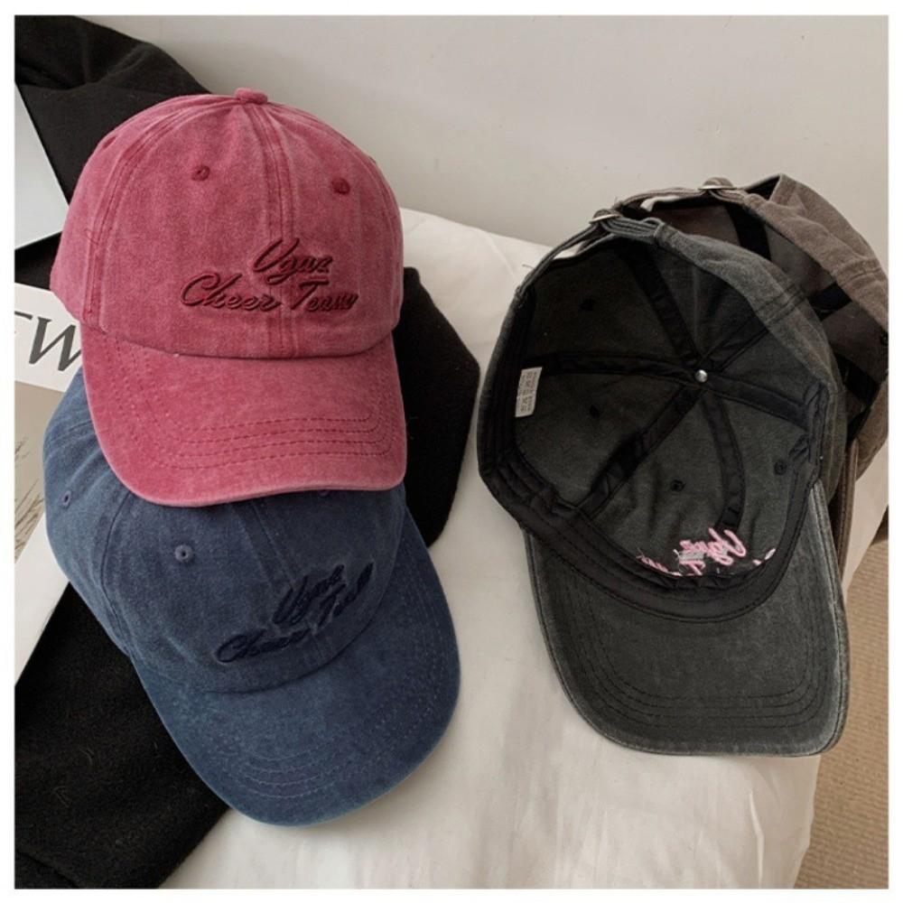 Letter Embroidery Baseball Caps Solid Color Duck Tongue Cap New Sunshade Cap Women