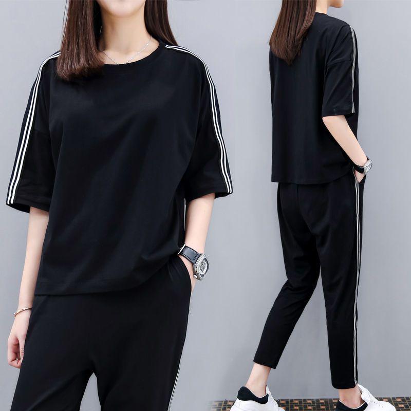 Women's Plus Size Summer Sportswear Set - 2026 New Style Pure Cotton Two-Piece Casual Outfit