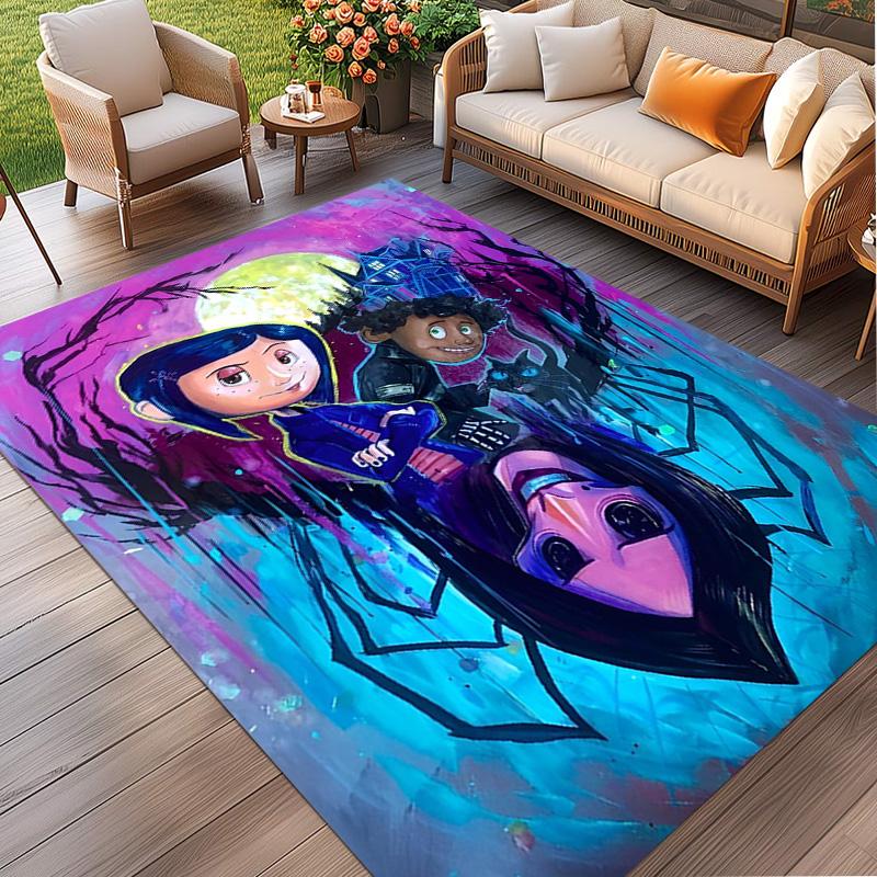 Coraline Print Rug, Washable Floor Carpet, For Entryway Dorm Laundry Room Office Study, Home Decor Birthday Christmas Gift