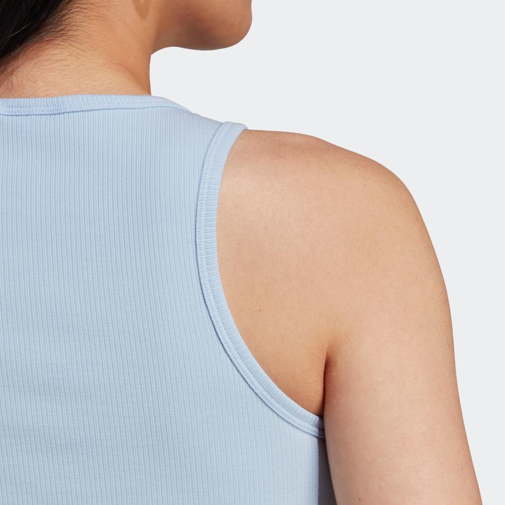 Adidas Originals American Vintage Series Solid Color Logo Embroidered Ribbed Tank Top Women Tops Light-Pink Light-Blue IL9626