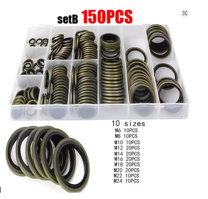 Cross-Border 150-Piece High-Pressure Oil Gasket Repair Kit (Rubber, Seals, Washers 6-24)