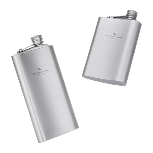 Boundless Voyage Titanium Hip Flask with Funnel, 200ml, Lightweight and Stylish, Portable Whiskey Bottle, Perfect for Alcohol, Fuel, and Water, Perfec