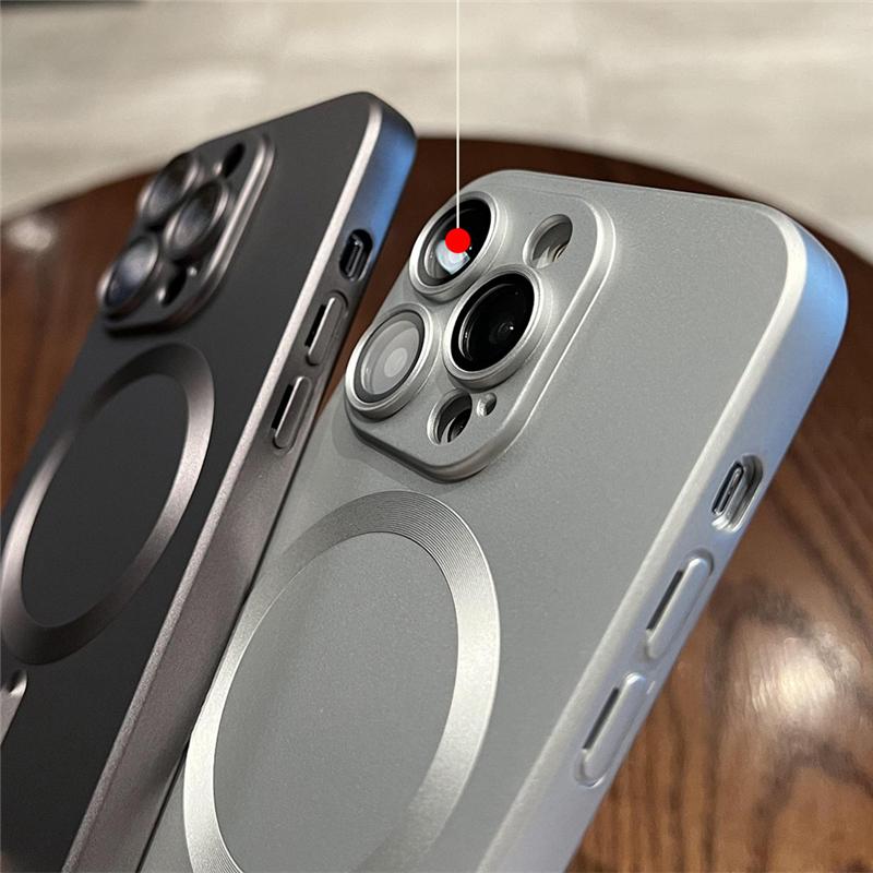 For iPhone 15 Pro Max Luxury Matte Magsafe Magnetic Soft Frame Phone Case For iPhone 11 12 13 14 16 Plus Lens Protective Cover
