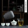 Dehua white porcelain travel kung fu tea set portable bag one bowl three cups glass express cup gifts can be done