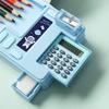Kunststoff-Federmäppchen Lustiges Mechanismus-Design Beidseitig verwendbar Schreibwaren-Aufbewahrungsbox Große Kapazität Mit Rechner/Anspitzer