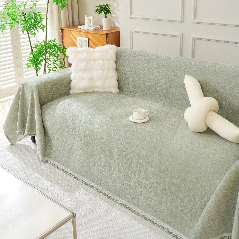 Solid Color Chenille Sofa Mat Four Season Universal All Inclusive Furniture Protector Anti-cat Scratch Chair Blanket Home Decor