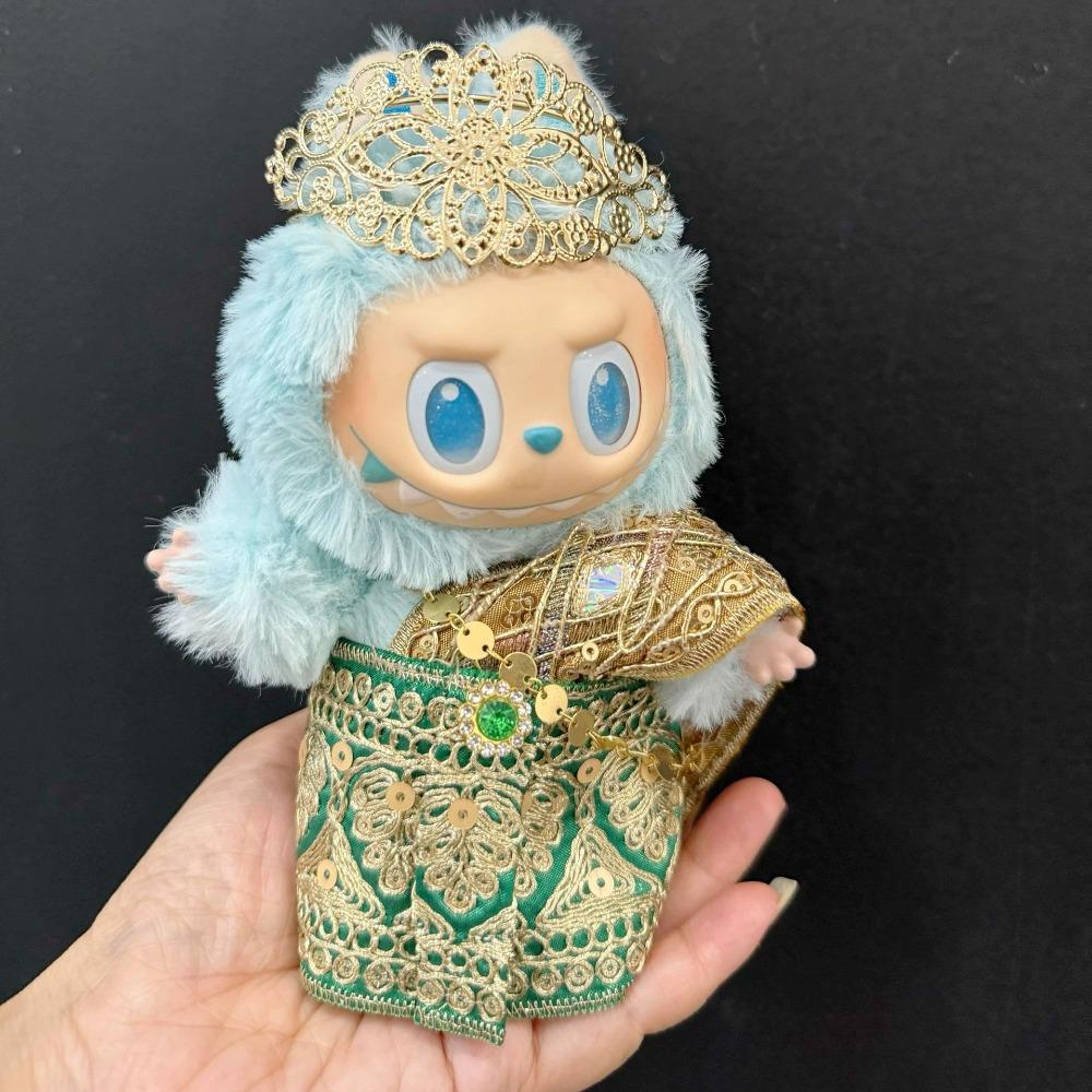 

Thai Style Sitting Labubu Time Cloth Golden 17cm Plush Dolls Clothes Cotton Doll Accessories Style 1