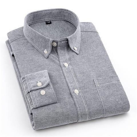 

Solid color shirt men s long-sleeved youth Oxford spinning shirt casual versatile work tooling no-ironing shirt M