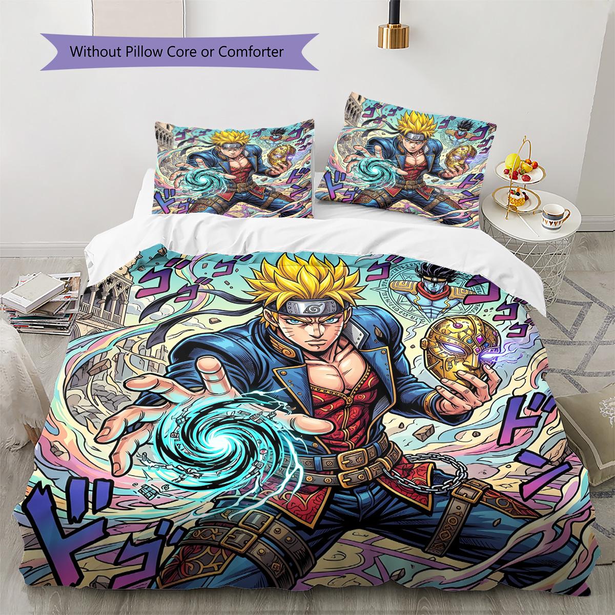 

JoJo s Bizarre Adventure Pillowcase & Duvet Cover Set for Home Decor Birthday Gift (1 * duvet cover + 2 * pillowcase, without core) 135x200cm