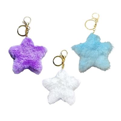 Porte-clés Peluche Longue Durée Forme Étoile Anneau Bleu Idéal Pour Organiser les Clés Avec Style Texture Pelucheuse