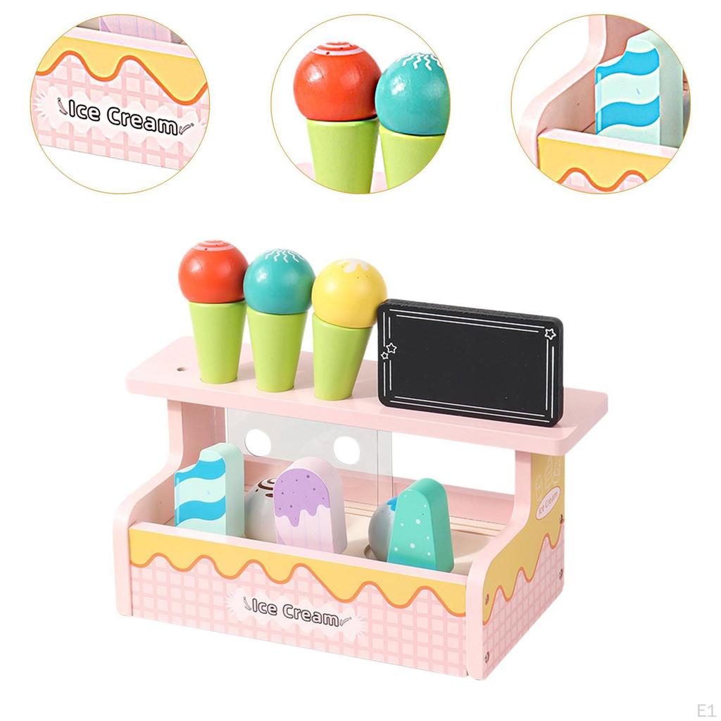 Wooden Ice Cream Counter Playset Pretend Play for Children Age 3+ Girls Boys