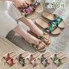 SandalsLadiesMensEthnicCross StrapFlatOne PieceCoordinationLinenUnisexAsianUltra LightweightBeach SandalsBelt SandalsFlatPoolSeaBeach SlippersLeg Walk