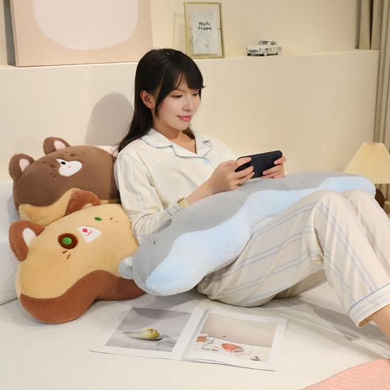 Perna Plus Pisică Cremă Perna Ergonomică pentru Corp pentru Dormit Lateral și Ghemuit 80/100cm Animal Moale de Pluș pentru Pat și Canapă