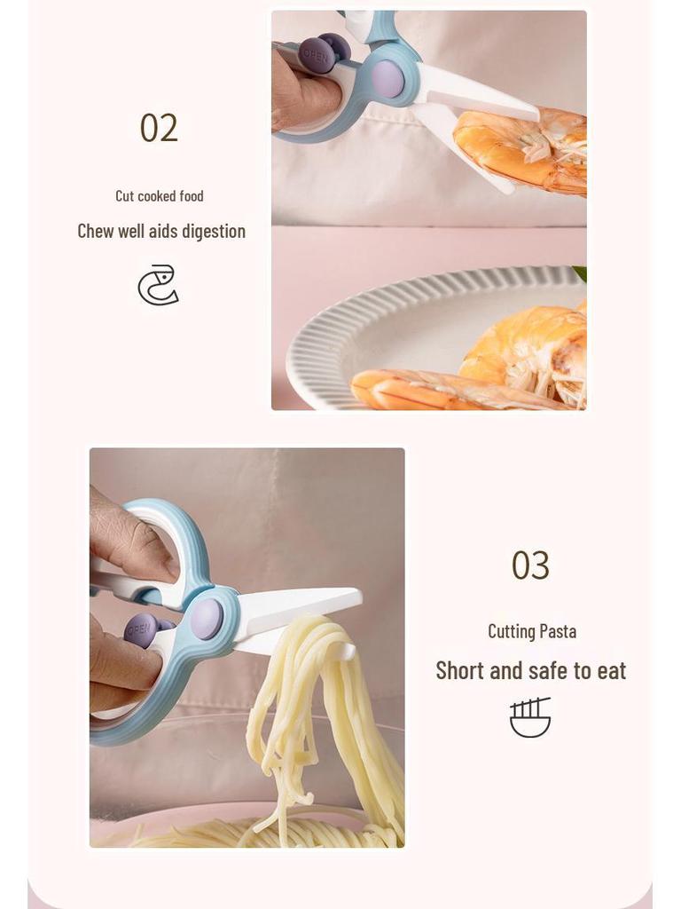 Portable Ceramic Scissors for Cutting Meats and Grinding Food - Ideal for Babies, Children, and Elderly Use During Steaming and Boiling
