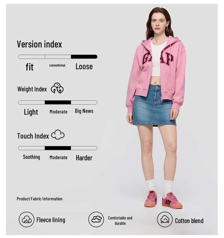 Dámská fleecová mikina s kapucí na zip s logem GAP