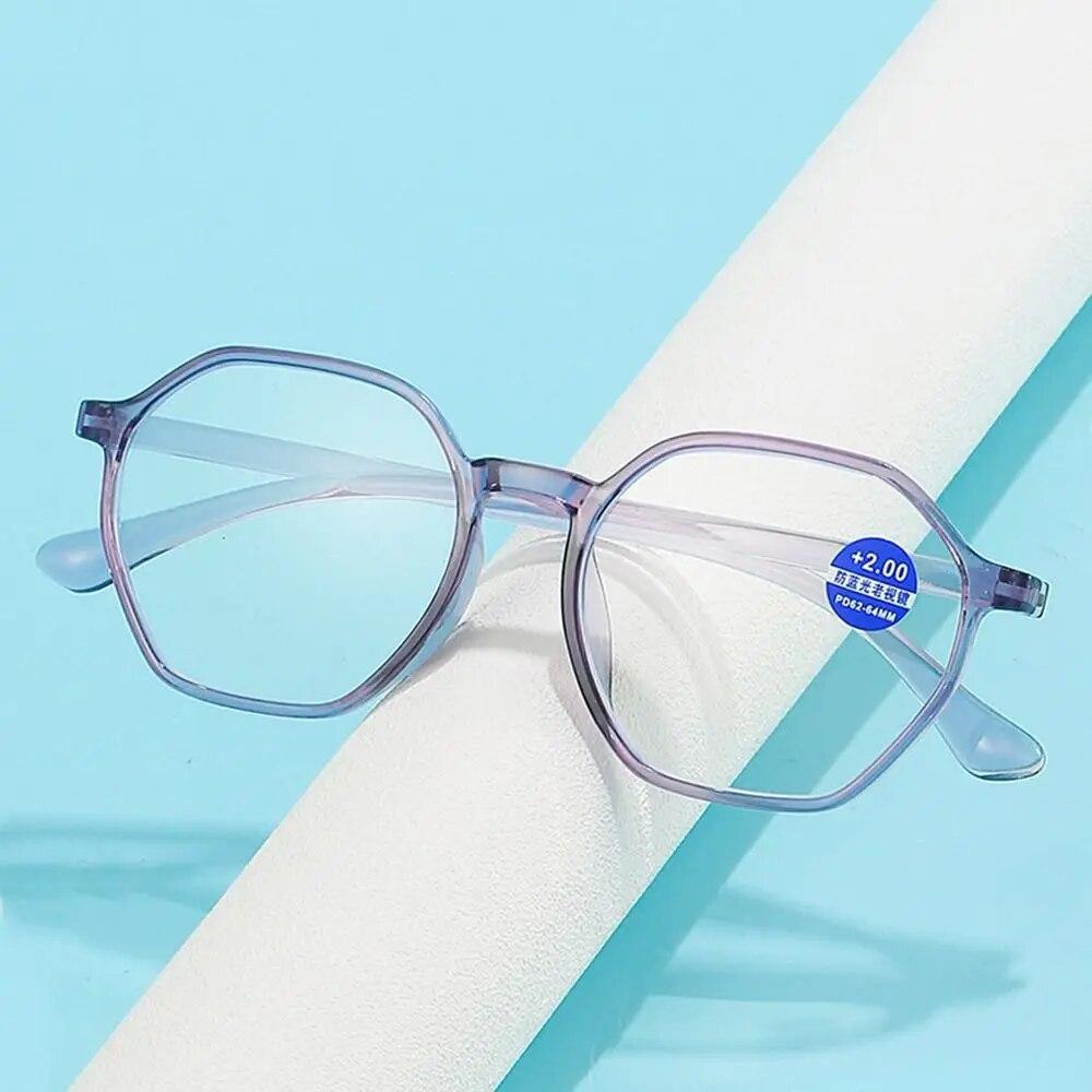 Polygonal Square Frame Anti-Blue Light Reading Glasses Urltra-Light Eye Protection Men Women Elegant Comfortable Eyeglasses