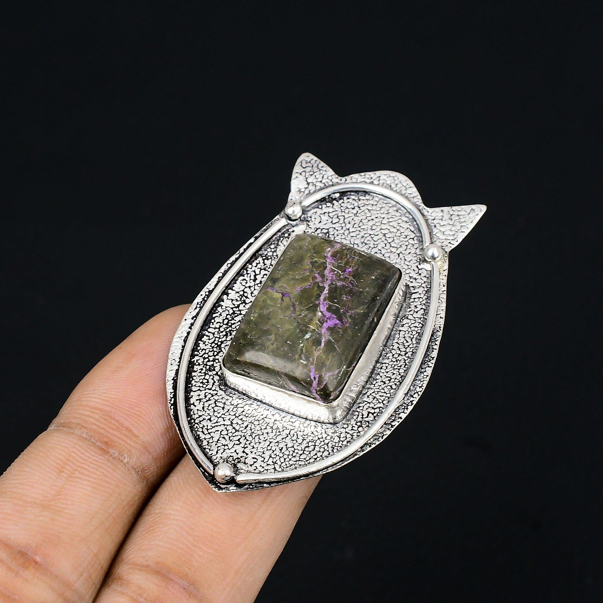 Friendship Day Sale Natural Purpurite Elegant Multi Stone Ring 925 Silver US 8.5 8.5