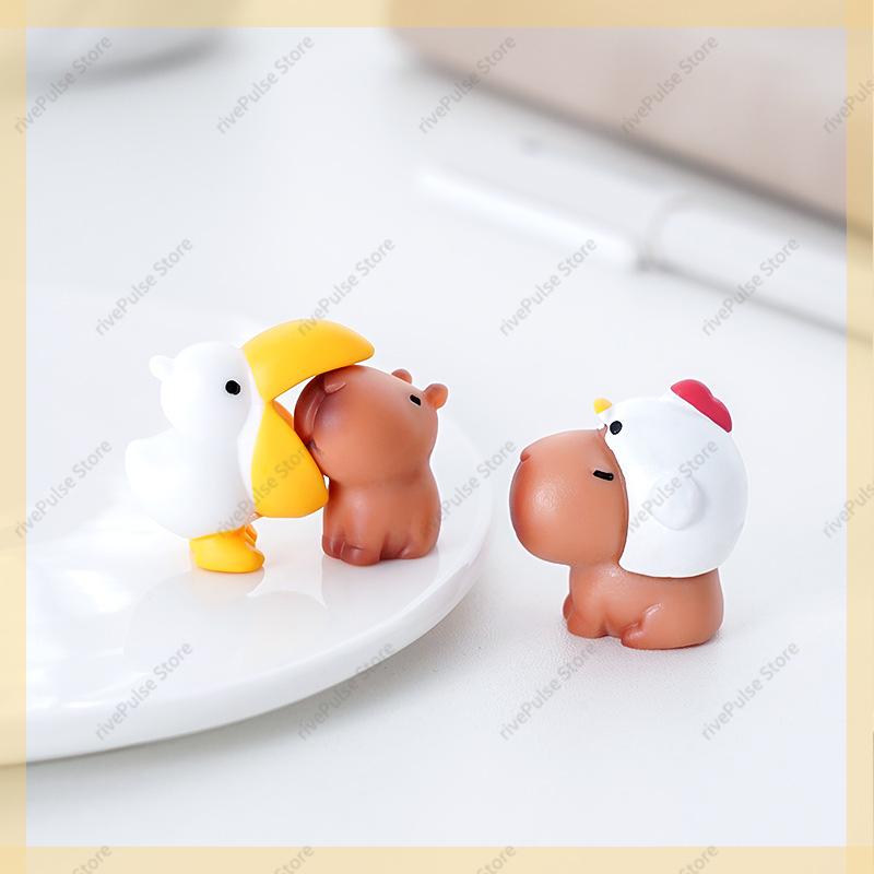 Neues 10-teiliges Capybara-Miniaturen-Set - Winzige Resin-Schreibtischdeko für Büro/Zuhause, Niedliche Tier-Foto-Requisiten & Sammlergeschenk
