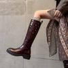 Versatile Leather Martin Boots Rubber Platform Heel Round Head Autumn and Winter Women's Leather Boots Cowhide Sleeve High Boots Women