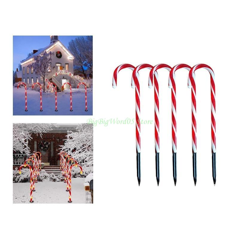 24TE Christmas Candy Cane Lights Set Led Solar or Battery Powered Light Landscape