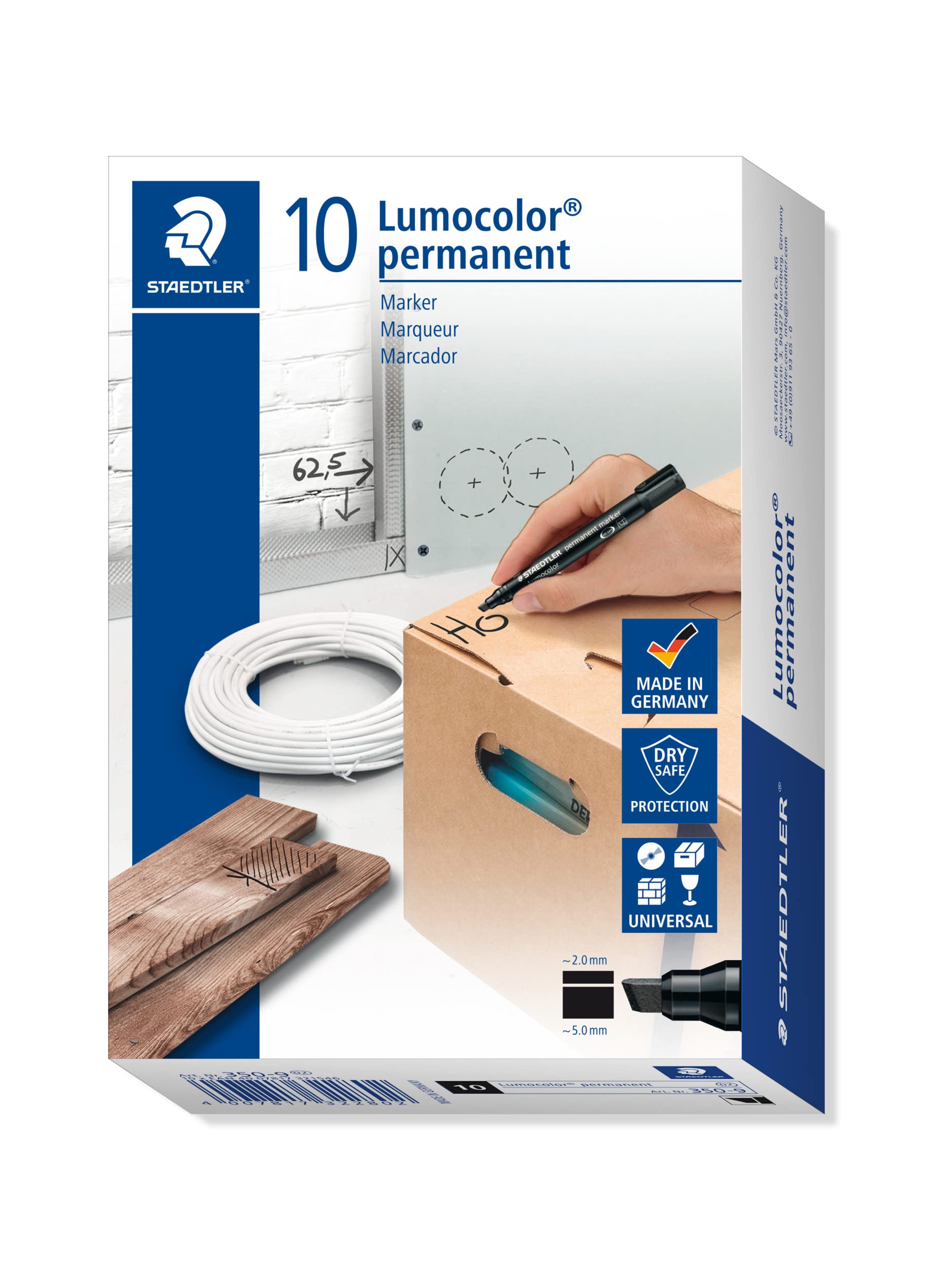 

Staedtler Ручка Lumocolor Толстая Форма Топора Ширина Линии Черный Упаковка 10 штук На масляной основе 2~5мм 350-910 чёрный