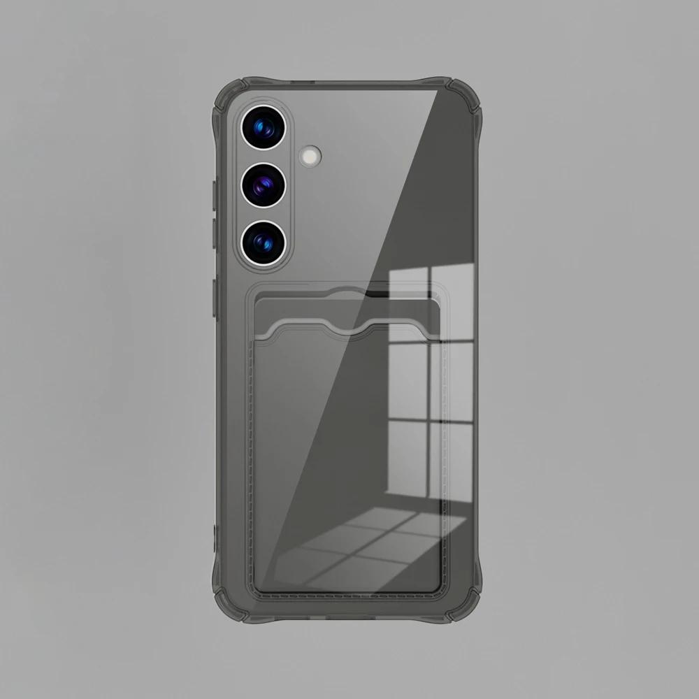 Card Slot Shockproof TPU Phone Case For Samsung Galaxy S25 S24 S23 S22 Ultra S21 Plus S20 FE S25 Edge Clear Case
