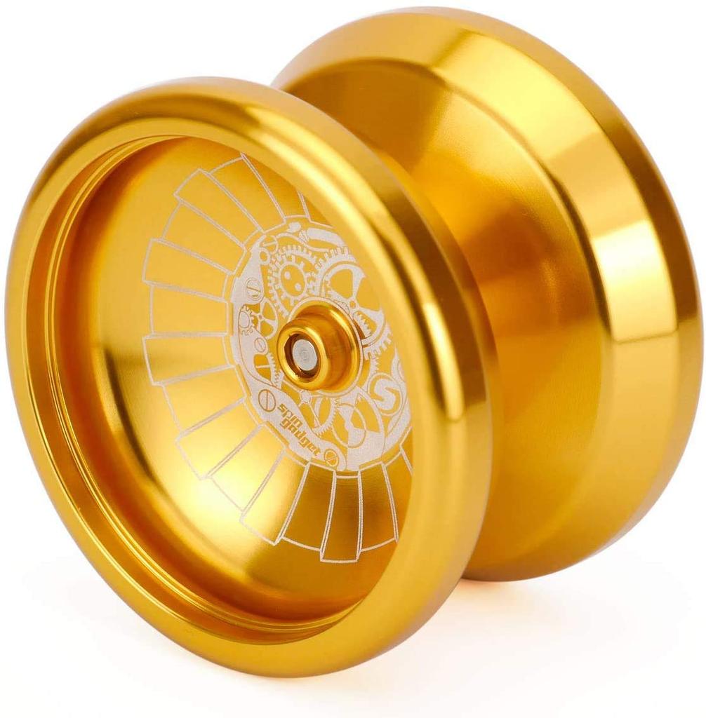 Střední kovové yo-yo Spin Gear Metal Spin Gadget Startovací sada, Kompatibilní s vázáním (Zlato)