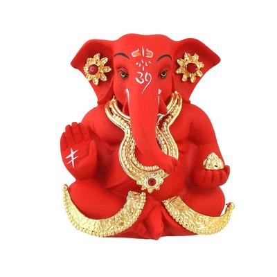 Ganesh Idol Murti Statue for Car Dashboard Gift Ceramic Terracotta Gold Plated Ganesha Ganpati Idols Showpiece Figurine