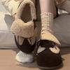 Retro velvet warm fluffy Birkenstocks women's outer wear new winter lamb wool cotton shoes platform shoes