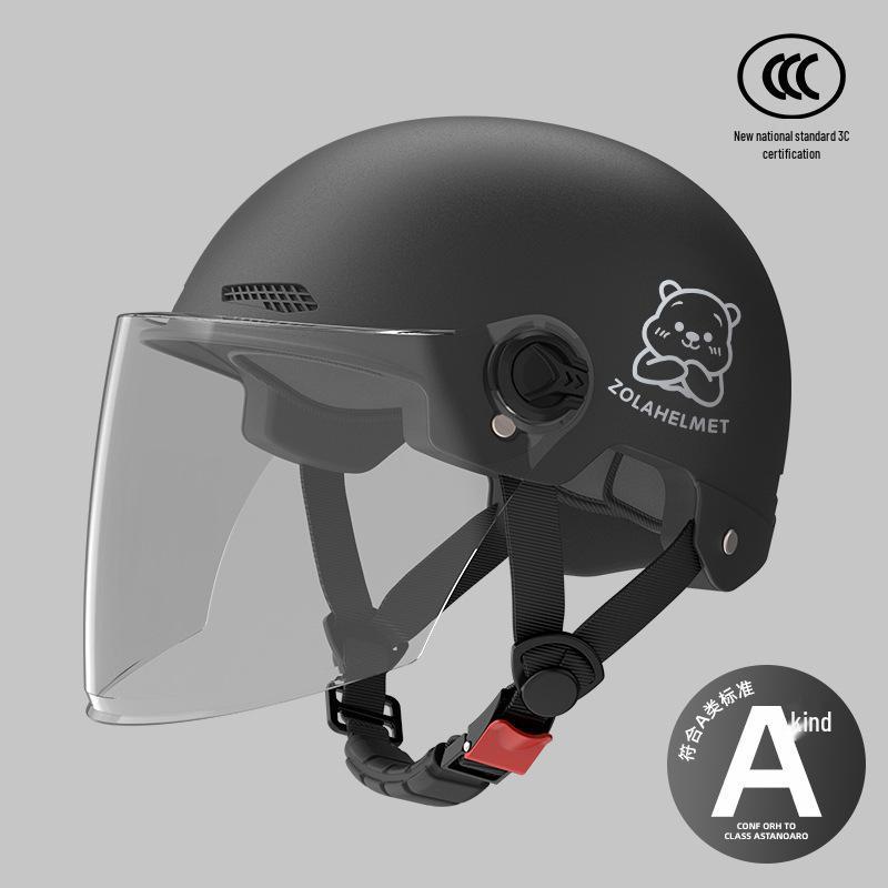 Women's Bear Head Electric Scooter Half Helmet with Sun and Ear Protection, Lightweight, Ventilated, and Warm for Winter.