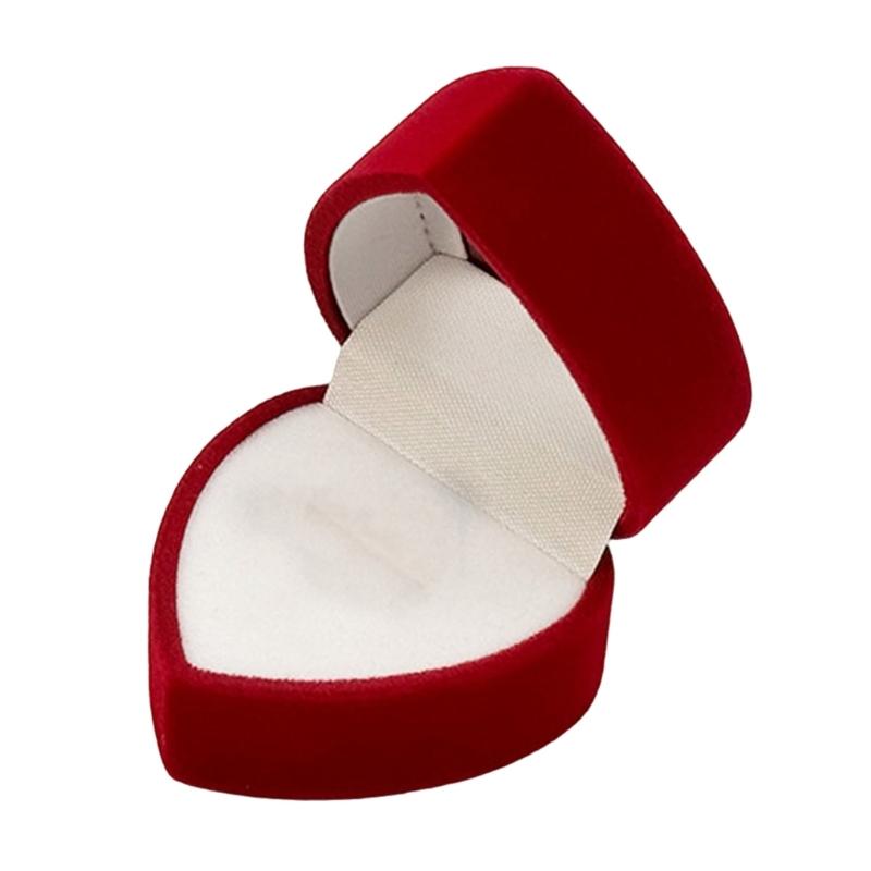 Fashionable Romance Flocking Heart Shaped Jewelry Presentation Case Convenient for Engagement Keepsakes Daily Use 1
