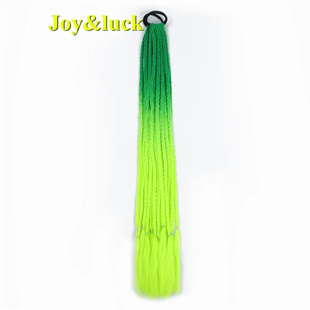 24 Zoll Ombre Yaki Straight Synthetische Haarverlängerungen Mädchen Farbe Geflochten Zopf Gummiband Box Braid