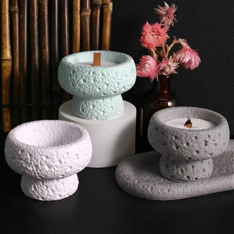 Top Quality Space Texture Silicone Mold for Gypsum Candle Creative Cement Candle Cup Plaster Desktop Decoration Molds for Home