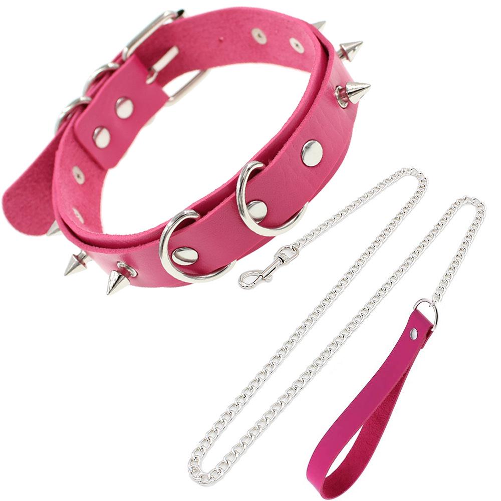 Set Exagerat Guler cu Nituri și Lesă pentru Adulți