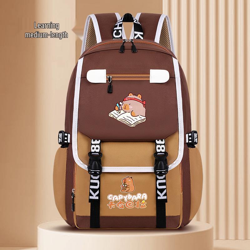 Ryggsäck med stor kapacitet och vattentät kapybara för barn - Lättviktig, ryggskyddande skolväska