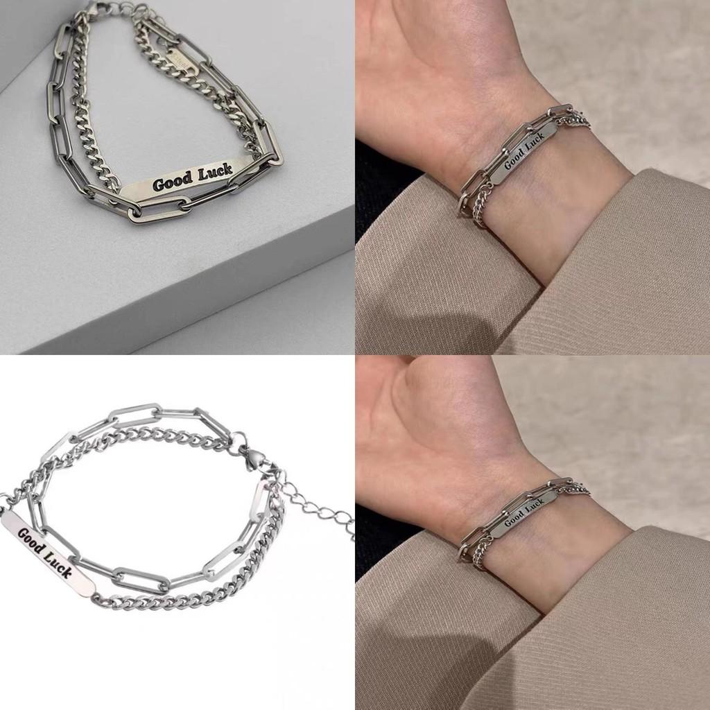 Versatile Geometric Titanium Steel Letter Bracelet For Men And Women Fashionable