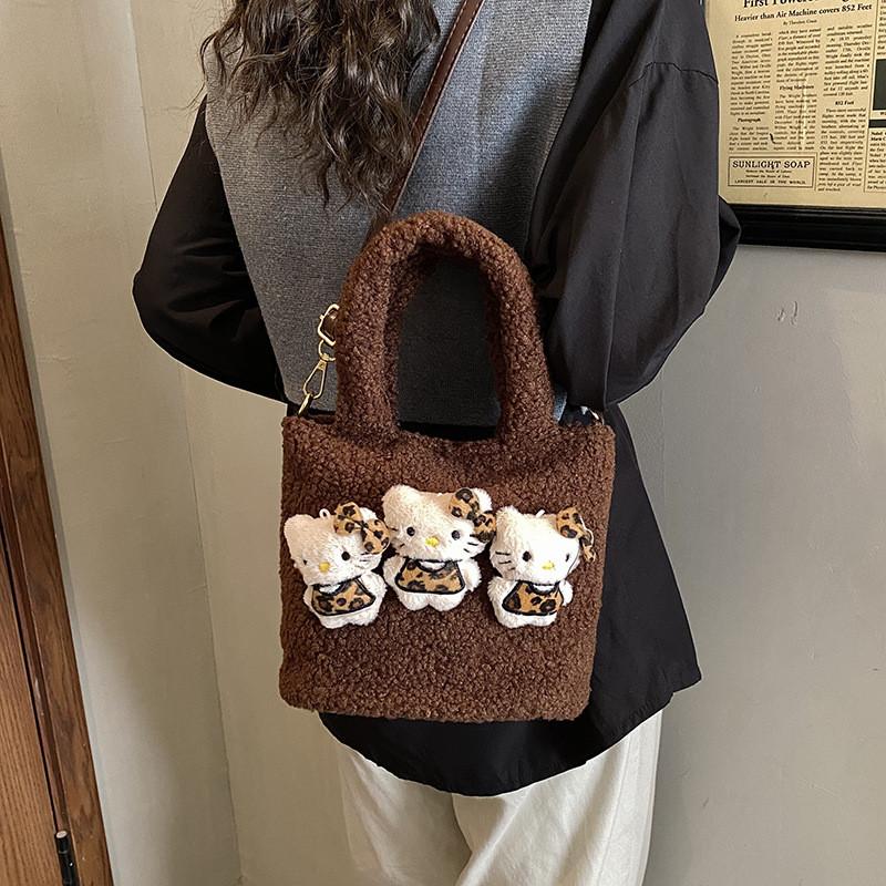 Small Hello Kitty Cartoon Shoulder Bag For Women With Nylon Construction And Casual Style