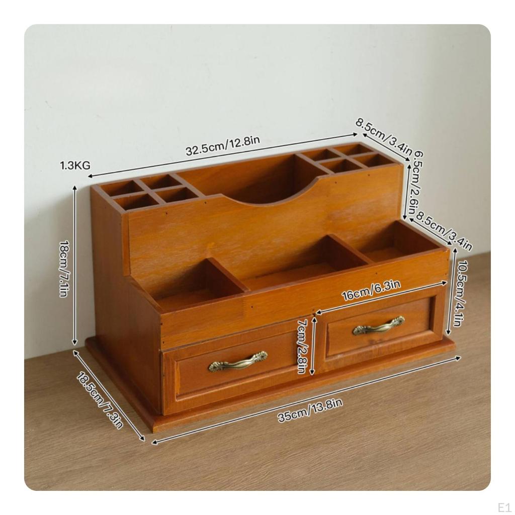 Organizzatore per Trucco con Cassetti Scatola Porta Cosmetici a 2 Cassetti Scomparti Multipli Legno da Toeletta