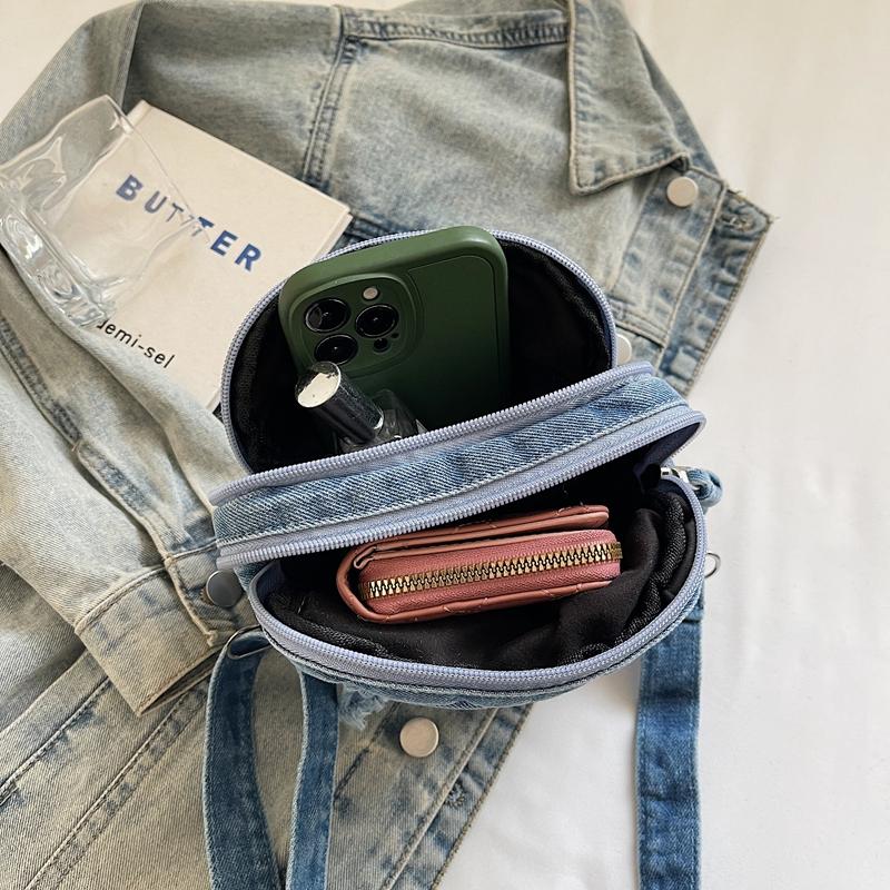 Taška přes rameno Džínová crossbody taška Dámská lehká taška na mobilní telefon
