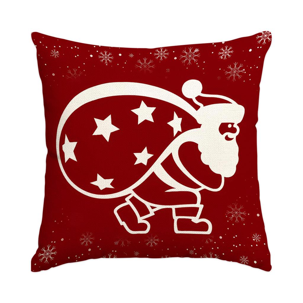 1/4pcs Christmas Pillow Cover, Elderly, Snowflake, Tree Printed Cushion Cover, Christmas Decoration (without Pillow Core)
