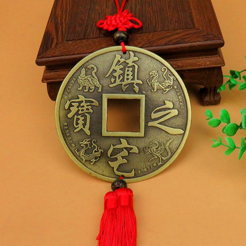 Chinese Knot Fengshui Copper Coins Big Vintage Pray Lucky Retro Collection Antique Currency Party Souvenir Gift Car Pendant