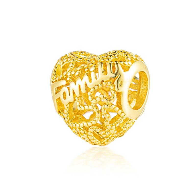 Gold Plated Heart Flower Clip Charm Beads Dangle For Snake Bracelet Necklace DIY Jewelry Women Gift Sparking