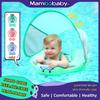Mambobaby Baby Float with Sunshade Canopy and Crotch Strap Inflatable-free Safe Core Swimming Pool Accessory Bathroom Water Toy
