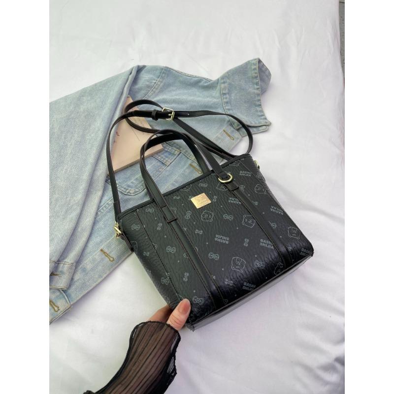 Premium feeling hand carrying bucket bag women's spring new small print shoulder bag niche design tote bag
