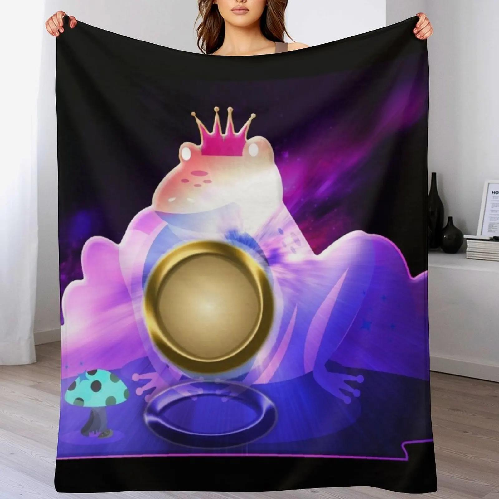 blacklight frog hypercolor frog on a mushroom galaxy Throw Blanket All Season Soft Lightweight Blanket for Home 102x76cm(40x30in)
