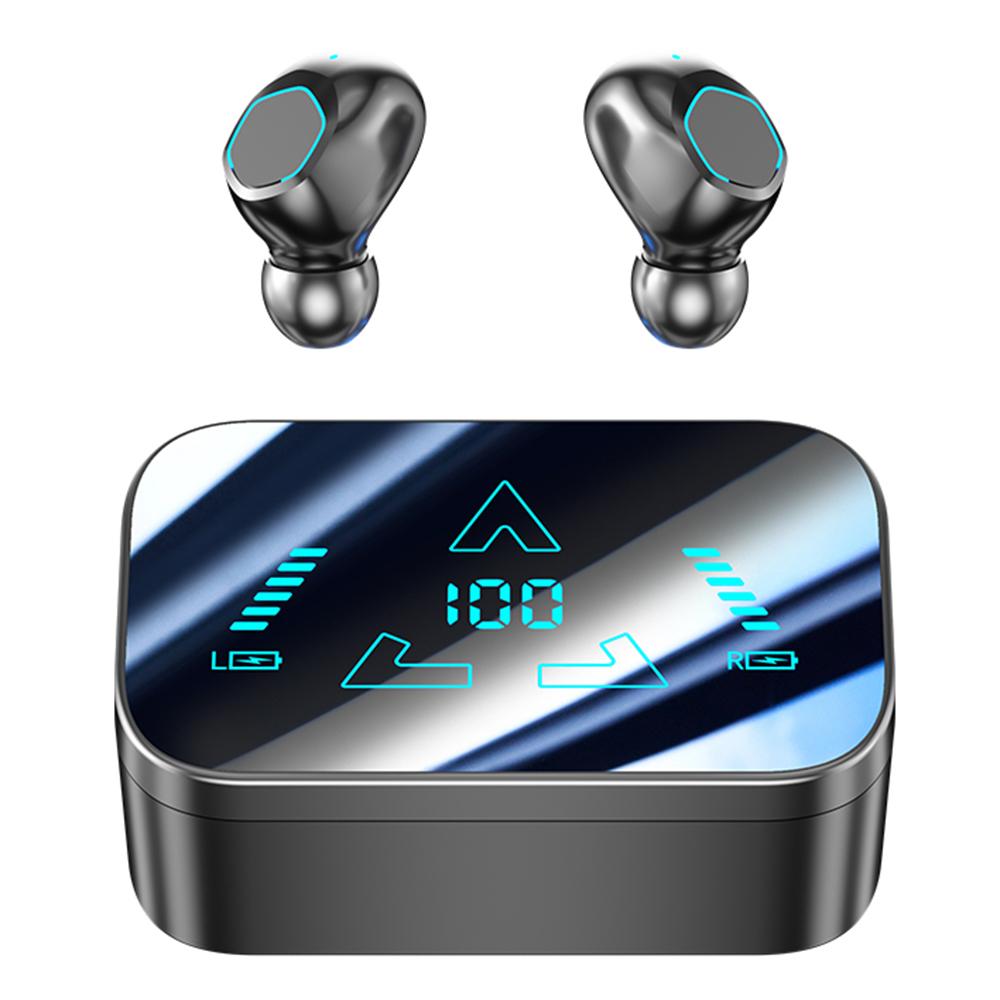 

M48 Bluetooth-compatible Earphones Noise Reduction Gaming Wireless Earbuds with Digital Display Sliding Charging Case Black