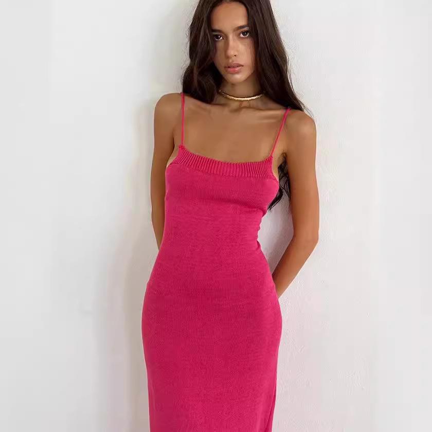 2026 European and American Summer New Women's Clothing Sexy Spice Girl Split Temperament Medium and Long Tight Suspender Dress