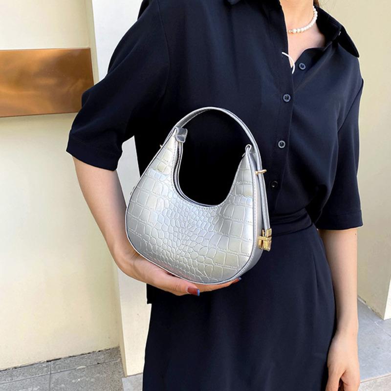 Shoulder Bags For Women Solid Color Trendy Simple Cute Tote Handbag With Zipper Closure