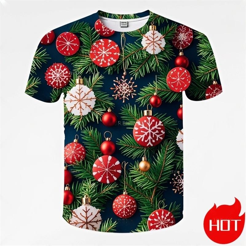 Summer Fashion 3D Print Merry Christmas T Shirt Cute Santa Xmas Christmas Trees Graphic T-shirts Men Funny Streetwear Tee Shirts