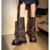 Women's 2025 Over-the-Knee Chunky Heel Riding Boots - Large Calf, Retro Thick Sole, Ruched Shaft, Knee-High Boots.